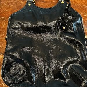 YSL rare Teddy shiny black leather purse